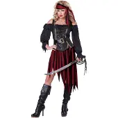 Vegaoo Sexy fluweelachtige piraten outfit voor vrouwen