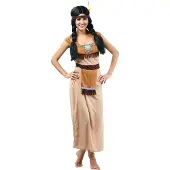 Vegaoo Klassieke beige en oranje indianen outfit voor vrouwen