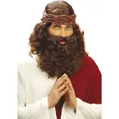 Widmann Jezus pruik en baard (bruin)