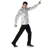 Vegaoo Zilverkleurig disco shirt voor volwassenen