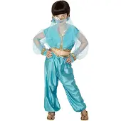 Smiffys Arabische prinses kostuum (turqoise en goud, M 7/9)