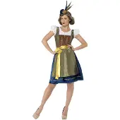 Coolstuff Bruine en groene dirndl jurk voor vrouwen