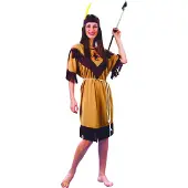Vegaoo Bruin met beige indianen kostuum voor vrouwen