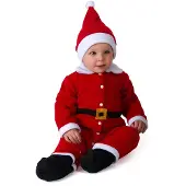 Vegaoo Klassiek wit en rood kerstman kostuum voor baby's