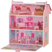 Plum poppenhuis Hove Pink Palace met accessoires hout