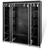 vidaXL Kledingkast met vakken en stangen 45x150x176 cm stof zwart