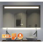 Schaere Badkamerspiegel met LED verlichting, verwarming, klok, sensor en dimfunctie 100x70 cm