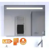 Schaere Badkamerspiegel met indirecte verlichting, 2 stopcontacten, verwarming, instelbare lichtkleur en dimfunctie 80x70 cm