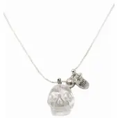 Heaven Eleven ketting rvs ballchain met een bergkristal schedel