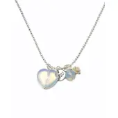 Heaven Eleven ketting rvs ballchain met een hart van opaliet