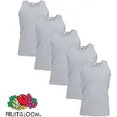 Fruit Of The Loom 5x Value Weight Tanktop Katoen Grijs XL