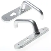 Nemef 3253 P Beslag kortschild afgerond | D kruk-kruk | beslagset | geveerd | krukstift 8mm | F1 aluminium | PC55-PC55 - 9325316550