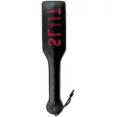 EasyToys - Paddle van Leer - Spanking Paddle - Kinky Leren Zweep met Slut Bedrukking - Bondage Set - BDSM - Bondage - Sex Toys voor Vrouwen en Mannen - Zwart