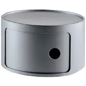 Kartell Componibili Kastje Rond Xsmall (1 Comp.) Zilver (h) 23,5 X (Ø) 42 Cm Bijzettafel