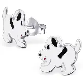 Montebello Princess Oorbellen Bas Black - Meisjes - 925 Zilver - Epoxy - Hond - 8 x 9 mm