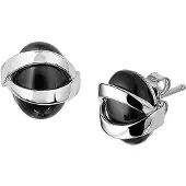 Trendjuwelier huiscollectie Oorknoppen Onyx Zilver Gerhodineerd Glanzend 11.5 mm x 11 mm