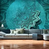 Karo-art Fotobehang - Azure Bloem , mandala