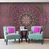 Karo-art Fotobehang - Mandala van liefde , roze zwart