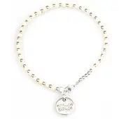 Heaven Eleven Fijne echt zilveren armband gecombineerd met cremekleurige kralen
