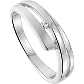 The Jewelry Collection Ring Zirkonia Poli/mat - Zilver Gerhodineerd