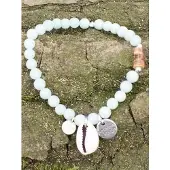 Heaven Eleven - dames armband - Amazoniet kralenarmband met schelp