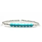 Heaven Eleven Stoere zilverkleurige kralenarmband met turquoise kralen