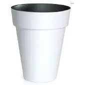 Prosperplast Bloempot Buiten Hoog Rond Cube Slim 46cm WIT Prosperplast