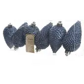 Décoris Dennenappel kerst ornament | | 6 stuks (Blauw)