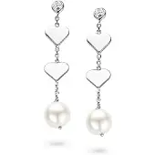 Orphelia Oorbel Pearl Hearts Sterling Zilver 925