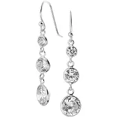 Trendjuwelier huiscollectie Oorhangers Zirkonia Zilver Gerhodineerd Glanzend 40 mm x 8.5 mm