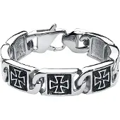 EtNox hard and heavy Armband - Iron Cross - voor Mannen - zilverkleurig - Maat Standard