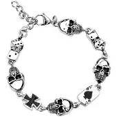 EtNox hard and heavy Armband - Gambling Skull - voor Mannen - zilverkleurig - Maat Standard