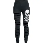 Banned Alternative - Gothic Legging - Slashed Skull - S tot XL - voor Vrouwen - zwart - Maat S