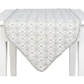 Clayre & Eef Tafelloper 50x160 - Grijs, Wit - Katoen, Polyester, 100% Katoen