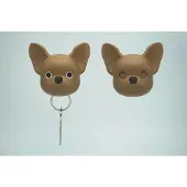 Qualy sleutelhouder hond Frenchy Dog bruin