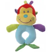 Eddy Toys pluche rammelaar aap geel/blauw 16 cm