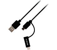 Valueline 2-in-1 micro USB/Lightning Kabel 1m Zwart