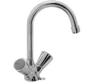 Venlo Nimbus ii messing keramis wastafelkraan met ketting uitloop 15 cm, chroom