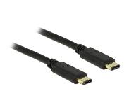 DeLOCK Premium USB-C naar USB-C kabel - USB2.0 - tot 20V/3A / zwart - 2 meter