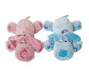 Gebr. De Boon Hondenspeelgoed harige hond 35 cm roze blauw