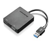 Lenovo Universal USB 3.0 to VGA, HDMI Adapter - 4X90H20061, Zwart