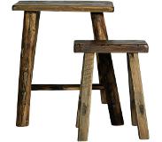 Nordal ROUGH houten krukjes set van 2