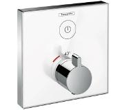 Hansgrohe ShowerSelect Glass afdekset thermostaat met stopkraan 1 functie, wit-, chroom-glas