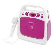 Soundmaster KCD 50 Kinder CD-speler AUX, CD, FM, USB Incl. karaoke-functie, Incl. microfoon Roze