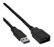 InLine USB naar USB (volledig bedekt) verlengkabel - USB3.0 - tot 2A / zwart - 1 meter