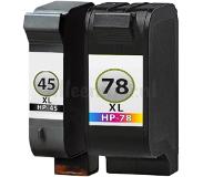 HP 45 XL (51645AE) + HP 78 XL (C6578DE) inktcartridges voordeelbundel (huismerk inktcartridges)