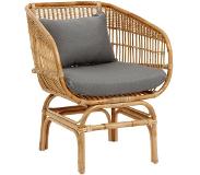 Nordal BALI rattan fauteuil stoel incl. grijze kussens