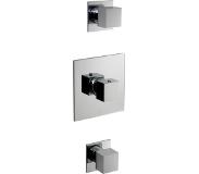 Hotbath Bloke inbouwthermostaat met 2 stopkranen geborsteld nikkel HB007 / Q007EXTGN
