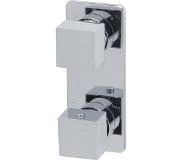 Wiesbaden Rombo 2-knops thermostatische douchekraan vierkant, chroom