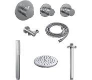 Brauer Brushed Edition thermostatische inbouw doucheset - geborsteld RVS PVD - hoofddouche 20cm - plafondsteun - staafhanddouche - geborsteld RVS PVD